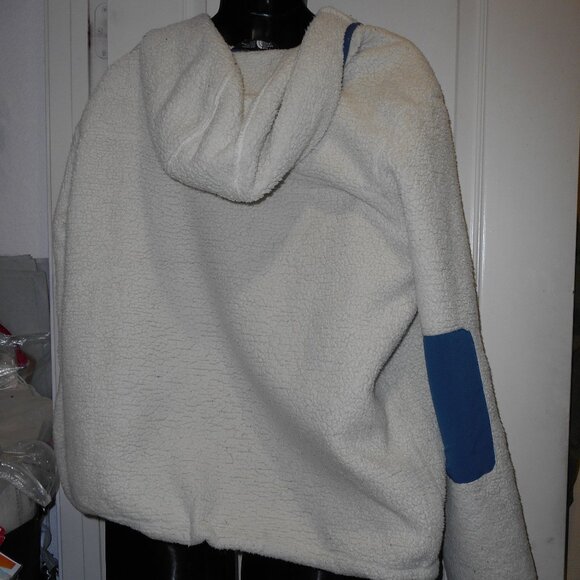 THE NORTH FACE SHERPA ZIPPER POCKET HOODIE PULLOVER JACKET BEIGE BLUE MENS XL - Picture 6 of 12